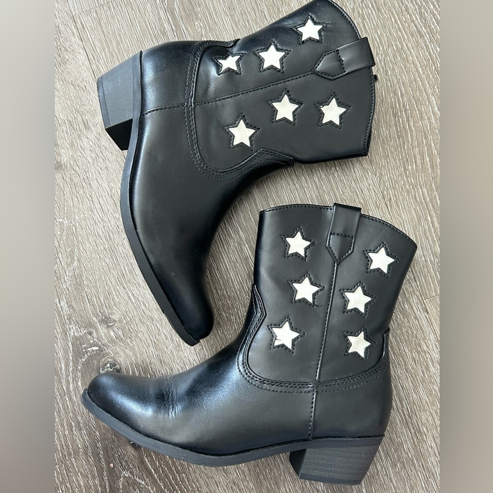 Girl western cowgirl boots black size 1